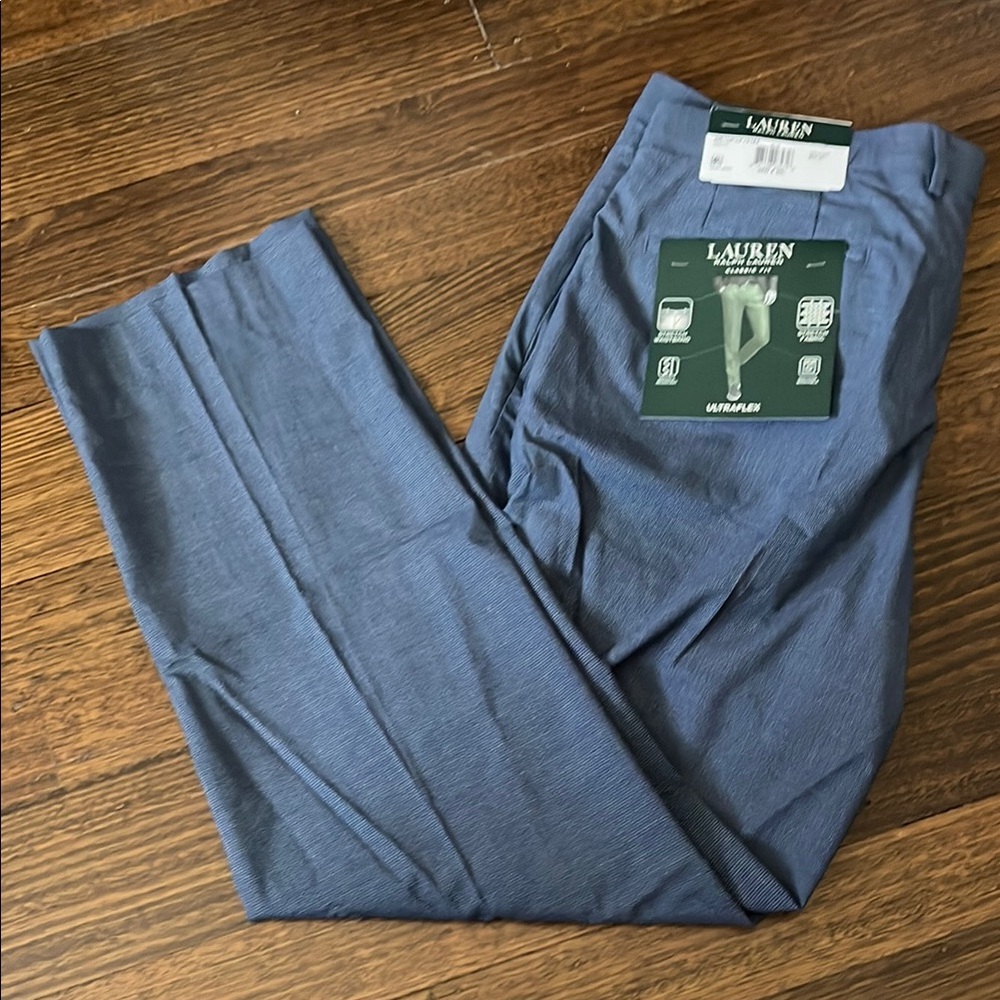 NWT Lauren Ralph Lauren Blue Dress Pants Ultraflex 36Wx30L
